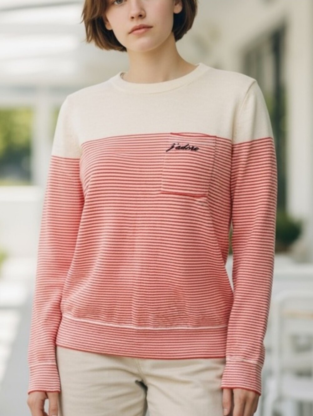 Banana Republic J'adore Extra Fine Merino Wool Striped Crewneck Sweater Size S